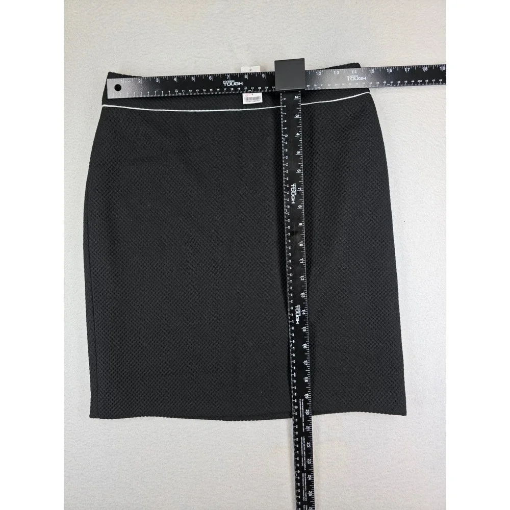 White House Black Market Black Contrast Boot Skirt Textured Pencil Skirt 4 NEW